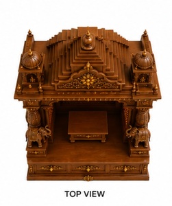 Mandir Devocional Personalizado para Shiv Pooja con Pilares de Elefante, Mandir de Madera de Gran Tamaño con Acabado en Nogal Antiguo, EE. UU. - Product Image 4