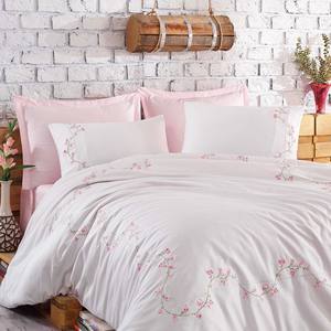 Wholesale Custom Cotton Sateen Bedding Sets Embroidered Lovely Floral Duvet Cover and Pillowcases for Home Hotel Wedding - Product Image 1