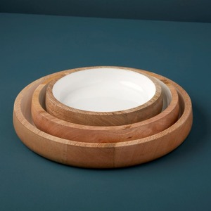 Cuenco de fruta de madera blanca de forma redonda de diseño único para ensalada, cuenco de madera pulido natural de diseño exquisito para uso en la cocina - Product Image 3