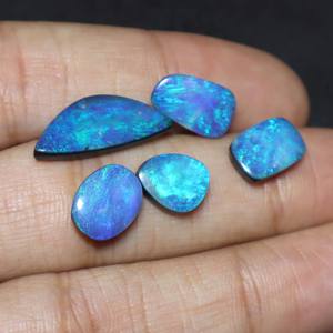 โอปอลไฟสีน้ำเงินธรรมชาติ5ชิ้นโอปอลแบบคู่ขนาด10X7MM 20X8MM - Product Image 2