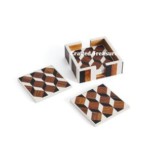 Juego de posavasos de resina epoxi de madera de mango redondo cuadrado para beber cerveza té café personalizado Fabricación de posavasos - Product Image 4