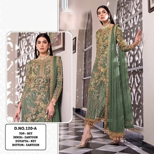 Costumes Salwar Kameez en tissu de qualité supérieure pour boutique indienne avec broderie lourde Moti Work Festival Wear Dupatta pour les fêtes - Product Image 2