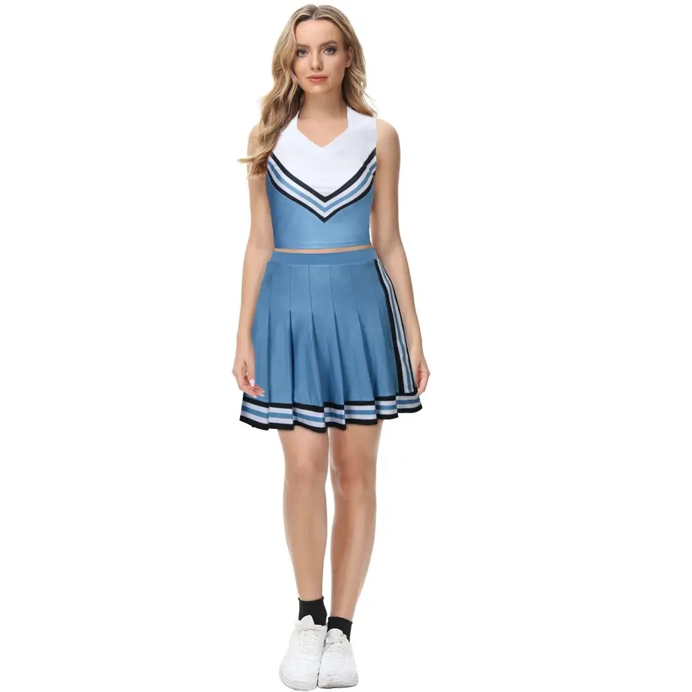 Cheerleader Uniform Prinses Top Rok Dameskleding Blauw En Wit Dameskleding 2024