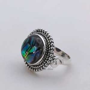 <b>Abalone</b> <b>Shell</b> Ring, Sterling Silver Handmade Promise Ring - Product Image 4