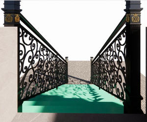 Rampe d'escalier en fer ornemental avec design artisanal et finition enduite de poudre pour l'amélioration des escaliers intérieurs modernes - Product Image 4