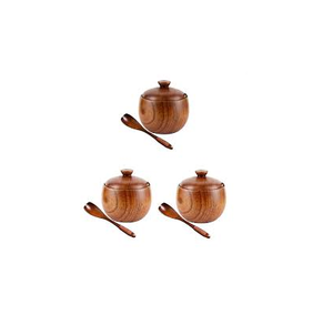 ชามไม้2023พร้อมฐานไม้สำหรับใส่เครื่องปรุงเกลือน้ำตาลเครื่องเทศเครื่องใช้ในครัวเรือนสินค้าขายดี - Product Image 5