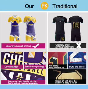 เครื่องแบบฟุตบอลแห้งเร็วสำหรับผู้ใหญ่เสื้อฟุตบอลผ้าโพลีเอสเตอร์พิมพ์โลโก้ตามสั่ง - Product Image 2