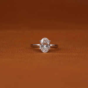 Bague de fiançailles solitaire en or blanc massif 2.0 CT, taille ovale, 18 carats, diamant sans conflit, cadeau d'anniversaire pour elle IGI - Product Image 1