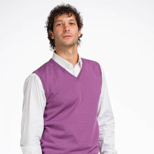 Chaleco sin mangas informal Andry para hombre, prendas de punto de lana italiana fina con cuello de pico elegante clásico con decoración de logotipo - Product Image 3