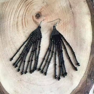 Nouveau Style perles de rocaille boucles d'oreilles goutte pour les femmes fabriqués à la main entièrement personnaliser perlé brodé bijoux mode par MD artisanat - Product Image 6
