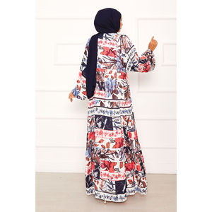 Robe trapèze en viscose à imprimé floral fuchsia, taille empire, en mousseline, avec un magnifique motif floral, grandes tailles - Product Image 5