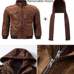 Chaqueta Universitaria de Béisbol de Cuero PU con Logotipo Bordado Personalizado en la Parte Delantera, con Cuello Alto para Hombre, para Invierno - Product Image 5