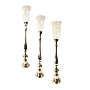 Candelabros votivos esmerilados de cristal al por mayor de estilo clásico decoración navideña del hogar lámpara de vela hecha a mano plateada usada - Product Image 3