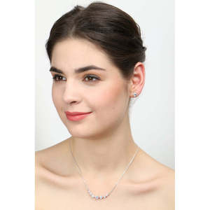 NOVAMART Fine 925 Sterling Silver Rhodium Plated 7 Stone Earring Pendant Necklace <b>Set</b> with Chain Fashion <b>Gift</b> for Women and <b>Girl</b> - Product Image 6