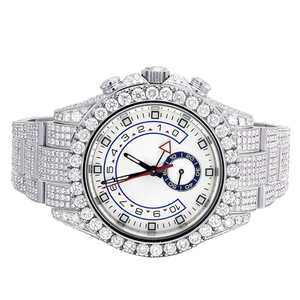 Montre sertie de diamants Moissanite, couleur D, VVS, acier inoxydable, logo personnalisé VVS, montre Moissanite pour homme - Product Image 1
