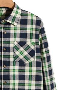Chemise en flanelle à carreaux vert marine pour homme, personnalisée par le fabricant, boutonnée, à manches longues, décontractée, avec poche poitrine, douce et chaude - Product Image 2