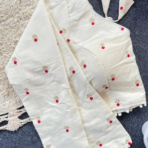 Blouse en coton khadi pur de designer indien, best-seller, pour les fêtes, les festivals, les vêtements ethniques, couleur blanche, tenue de mariée exclusive - Product Image 1