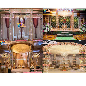 Mandap y Escenario con Temática de Velas Elegantes de Dst Exports, Pilares Metálicos Contemporáneos, Chuppah para Bodas al por Mayor, Mandap de Diamantes en el Reino Unido - Product Image 1