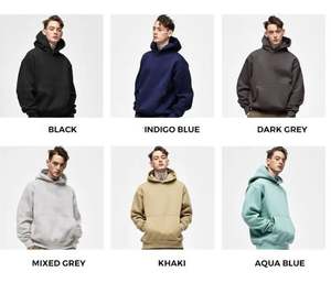 Sweat à capuche surdimensionné de luxe personnalisé pour hommes sweat à capuche épais de 400gsm 100% coton sweat-shirt à capuche en éponge française avec logo personnalisé - Product Image 6