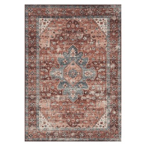 Tapis RUGS DEPOT LXDP-0792 en gros, couleur terre cuite dorée, style oriental traditionnel, imprimé numériquement, lavable en machine, en chenille, antidérapant - Product Image 1
