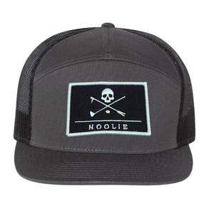 Sombrero de camionero de 7 paneles de color sólido con logotipo personalizado, sombrero de ala plana, Snapback, malla transpirable, hebilla ajustable de una sola fila, promociones al por mayor - Product Image 1