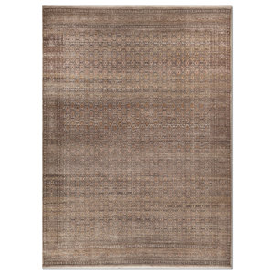 พรมขนสัตว์ถักมือสีเบจและสีน้ำตาลลายเรขาคณิตแบบอัฟกันสำหรับตกแต่งห้องนั่งเล่น-Jaipur ZA EA-3065 - Product Image 1