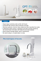 Puricom Purificateur d'eau domestique en plastique au design simple pour robinet de cuisine, filtre PP&Carbone 5,0 microns 100 GPD, garantie 1 an