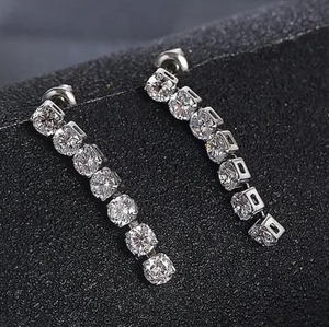 Pendientes colgantes redondos de moissanita para mujer, regalo de Plata de Ley 925 para ella - Product Image 3