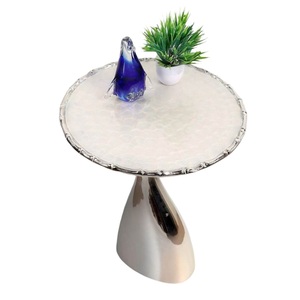 Mesa redonda de aluminio moderna con níquel y metal acabado en blanco Mesa Redonda de café o mesa auxiliar para muebles para el hogar - Product Image 1