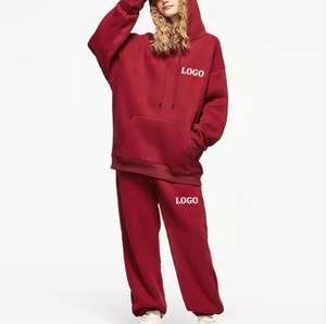 Conjunto de pantalones de chándal holgados para mujer, chándal personalizado de algodón de alta calidad, chándal de gran tamaño, chándales Unisex en blanco de peso pesado, 500gsm - Product Image 5