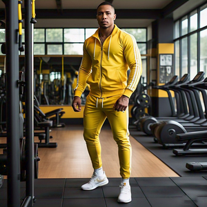 Chándal de alta calidad para hombre, pantalones de chándal con capucha y cremallera OEM, conjunto de dos piezas para hombre, chándal atlético de poliéster 100% para hombre - Product Image 4