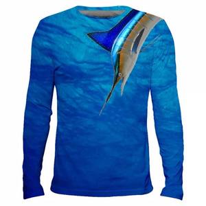 Camisetas de LICRA de poliéster 100% personalizadas para hombre, camiseta de pesca de manga larga de secado rápido UPF 50 + UV de protección solar lisa de alta calidad - Product Image 3