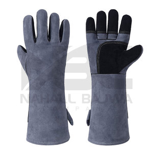 Guantes de seguridad de soldadura de cuero ignífugo antideslizantes de alta calidad hechos en fábrica a precio barato para protección de manos y brazos - Product Image 1