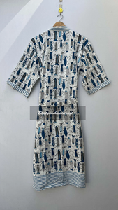 Kimono de verano de algodón 100% largo con estampado de bloques hecho a mano, ropa de dormir personalizada de la mejor calidad para mujer, vestido informal Natural gratis - Product Image 4