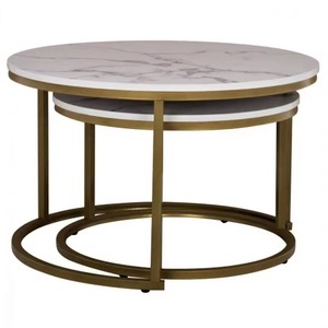 Modern Luxury Metal Nesting Coffee <b>Table</b> Set with <b>Marble</b> Top for Home Apartment Office or <b>Bar</b> Elegant Living Room Furniture - Product Image 1