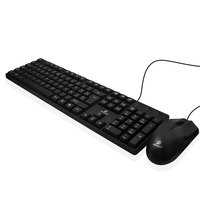 Kit Clavier et Souris Ergonomiques Filaire USB pour Ordinateur Portable PC, Mince, Étanche, Rétroéclairage LED, Style Mécanique Mini, 104 Touches Standard, Noir, 1m