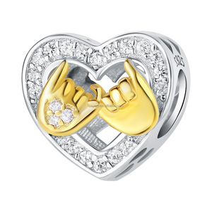Cuentas de Plata de Ley 925 con forma de corazón para <span class=keywords><strong>Hermanas</strong></span>, abalorios juntos, colgante Simple Superior para hacer pulseras y collares - Product Image 5