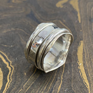 Romantic Silver Spinner <b>Ring</b> <b>Adjustable</b> Stainless Steel Cluster Inlay Rose Gold and Gold Plated 7.0 Grams Gift - Product Image 1