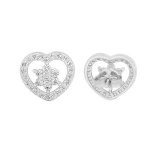 NOVAMART Fine Zarkan <b>Silver</b> & Gold Plated <b>Stud</b> Earrings with Floral Heart and Zircon Trendy Cute Alloy Design for Parties Gifts - Product Image 4