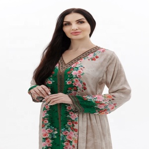 Arabic Embroidery <b>Kaftan</b> Dress Long Sleeve Muslim Dresses Arabic Long Dress Farasha <b>Kaftan</b> - Product Image 2