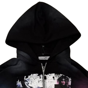 เสื้อสวมหัวพิมพ์ลายจอสำหรับผู้ชายเสื้อฮู้ดกระเป๋าธรรมดาเฮฟวี่เวทกราฟิกแบบกำหนดเอง - Product Image 2