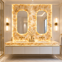 Panneau de granit artificiel moderne de couleur jaune translucide, ignifuge, imperméable, personnalisé pour les murs d'hôtel, les comptoirs de bar, les escaliers