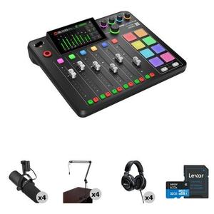 Nuevo Kit Profesional Pro II para Conferencias y Podcasting para 4 Personas, Micrófonos de Diadema SM7B con Cancelación de Ruido, Luces LED, Brazos de Transmisión y Auriculares - Product Image 1