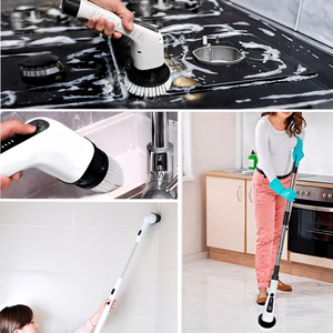 Spazzola Elettrica Rotante Senza Fili con 7 Testine Intercambiabili in Plastica per Pulizia di Cucina e Pavimenti - Product Image 2