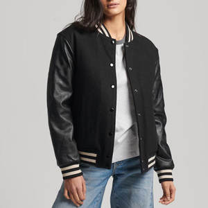 Nueva llegada de lujo de cuero de las mujeres Varsity Jacket Letterman High Street Style Venta al por mayor de invierno Street Wear chaqueta para las mujeres - Product Image 1