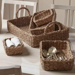 Bandeja de Estilo Bohemio de Pasto Marino, Bandeja Decorativa Ligera Tejida para Accesorios del Hogar y Bandeja de Almacenamiento - Product Image 1