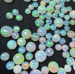 Opale de feu d'Éthiopie de qualité supérieure, naturelle, ronde, cabochon, lot de 3 à 10 mm, pierre précieuse en vrac, opale de feu d'Éthiopie pour la fabrication de bijoux - Product Image 3