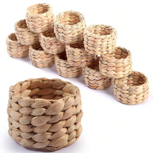 Anneaux de serviette en rotin faits à la main de Style bohème rustique pour centres de table de mariage décorations de Table Design personnalisé HNH CRAFT - Product Image 6