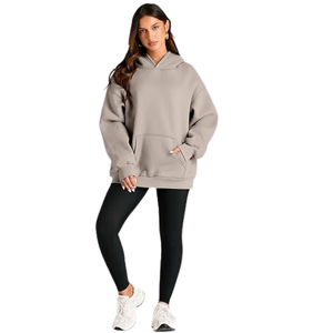 Plus Size Hooded Sweatshirt, Unisex Warm Fleece Pullover <b>Hoodie</b>, Casual <b>Oversized</b> Streetwear for Cold Weather - Product Image 3