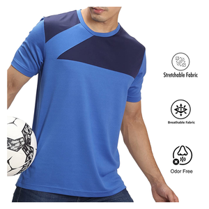 Vente en gros T-shirt de gym personnalisé pour hommes à manches courtes respirant Sport course à pied Fitness musculation tissu tricoté style formel - Product Image 4